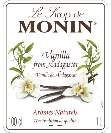 MONIN Premium Vanilla Syrup 1L - Vegan-Friendly, Allergen-Free, 100% Natural Flavours - For Coffee and Cocktails - Buy Online on GoSupps.com