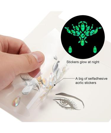 16 Piece Glow in The Dark Face Gems - Luminous Temporary Tattoo Stickers for Rave, Mermaid & Halloween Makeup - Buy Online on GoSupps.com