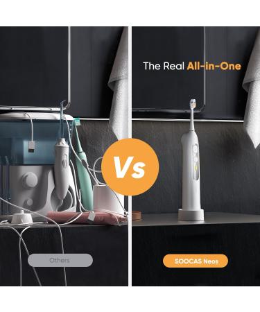 Soocas Neos Electric Toothbrush & Mouth Shower - 2-in-1 Portable Wireless Tooth Cleaning Kit 40x Plaque Removal Travel & Home Use White - Buy Online on GoSupps.com