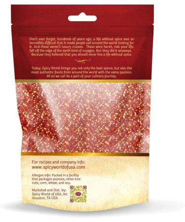 Spicy World Crushed Red Pepper Flakes (Pizza Type Cut) 14oz (400g) All Natural No Colors | Vegan | No Salt or fillers - Buy Online on GoSupps.com