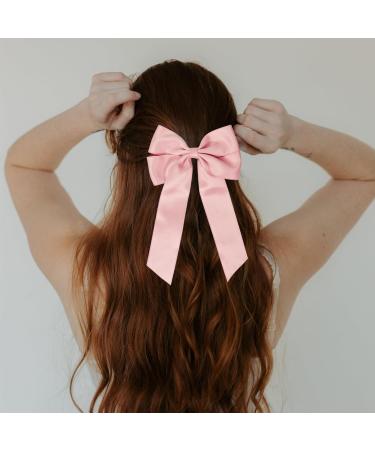 2 Pack Bow Hair Clips Pink Hair Bows for Women Girls Large Bow Clips Hair Barrette Hair Accessories - Buy Online on GoSupps.com
