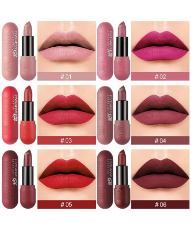 KIMIEYE 6Pcs Matte Lipstick Set B | Long Lasting, Moisturizing, Waterproof | Smooth Texture, Matte Finish | Up to 24 Hours Wear | 0.63oz - Buy Online on GoSupps.com