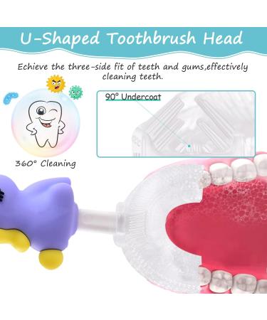 RZM Kids U-Shaped Cartoon Toothbrush | Soft Silicone Brush Head | Age 2-6 Years | 360 Oral Cleaning Design | Pink - Buy Online on GoSupps.com