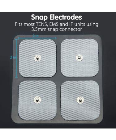LotFancy TENS Unit Replacement Pads 40 Pcs 2x2 Snap Electrodes Pads Reusable Tens Pads for EMS Muscle Stimulator Using 3.5mm Snap Connector - Buy Online on GoSupps.com