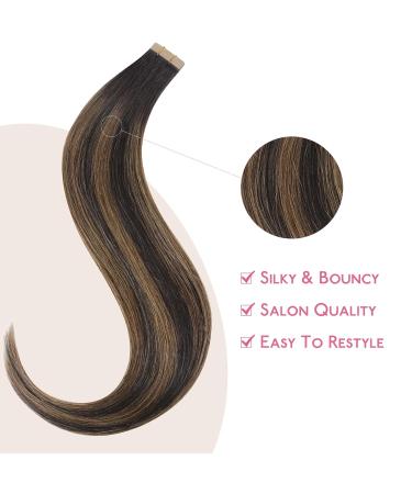 Real Hair Tape Extensions - Balayage Dark Brown to Chestnut Brown 10pcs 30g 55cm - Invisible Smooth Refills #2/6/2 - Buy Online on GoSupps.com