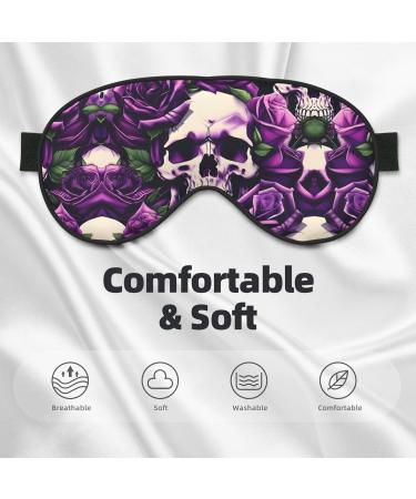 SSIMOO Purple Rose Skull Print Eye Mask - Double-Sided Soft & Light Blocking for Sleep Quality - International Shipping - Buy Online on GoSupps.com