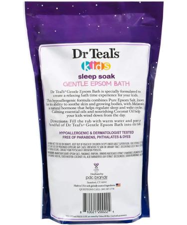Dr. Teal's Kids' Gentle Sleep Soak - 2 Pack, 2lbs Each - Coconut & Essential Oils - Epsom Salt & Melatonin - Stress Relief - Hypoallergenic & Paraben Free - Buy Online on GoSupps.com