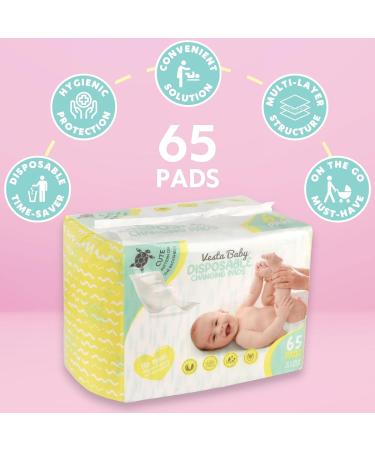 Vesta Baby Disposable Changing Pads - 65 Pack, Soft Absorbent Leak Proof Incontinence Mats for Newborns - Portable Waterproof Liners - Buy Online on GoSupps.com