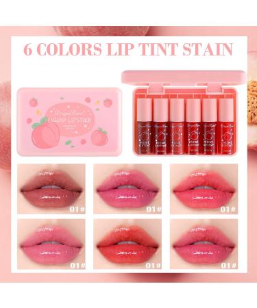 Shop 6 Colors Korean Lip Tint Stain Set - Moisturizing Long-Lasting & High Pigment Mini Liquid Lipstick for Lips & Cheeks - Buy Online on GoSupps.com
