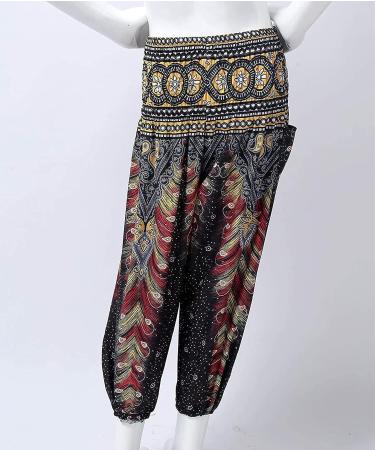 KKmeter Girls Bohemian Harem Pants - Black, Size 8 | Smocked Waist Baggy Yoga Pilates Dance Trousers - Buy Online on GoSupps.com