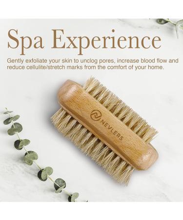 Nevlers Natural Boar Bristle Body Brush Set - Exfoliating Dry Brush with Cellulite Massage Brush and Long Wooden Handle - Buy Online on GoSupps.com
