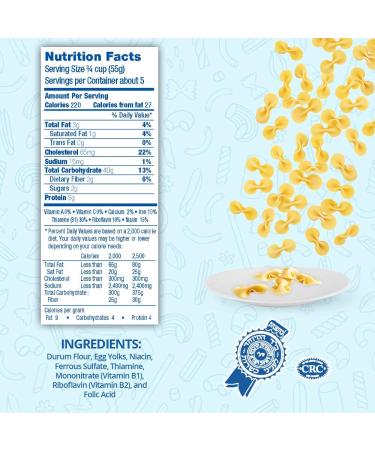 Chuster Farfalle Pasta Bulk Pack of 3 - Enriched Twist Noodles for Italian Dishes - Cooks in 10 Minutes! - Low Sodium, Kosher Pareve - Large & Small Bow Tie Shapes - Buy Online on GoSupps.com