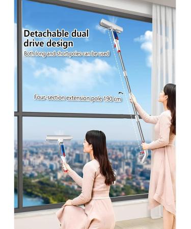 RRRYYYZZ 75'' Spray Window Cleaning Kit with 4-Section Extension Pole 4 in 1 Window Washer Squeegee Kit Shower Squeegee for Glass Doors with Sewage Collector and 5 Pads - Buy Online on GoSupps.com
