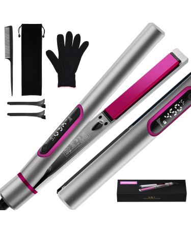 Hair Straightener and Curler 2 in 1,Keasen Professional Flat Iron for Hair Styling,Negative Ion Tourmaline Ceramic Titanium Straightening Curling Iron for All Hair Types,15S Fast Heating,LCD (Gray) - Buy Online on GoSupps.com