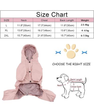 Jodsen Dog Waterproof Raincoats Adjustable Drawstring Outdoor Puppy Raincoat Poncho with Legs Long Reflective Strip Water Resistant Hooded Puppy Jacket for Small Medium Dog (XL Pink) XL Pink - Buy Online on GoSupps.com