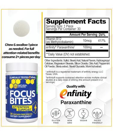 NATURAL STACKS Paraxanthine Supplement Bundle - Focus Bites & NeuroAlert Bundle - Caffeine Free Focus with Enfinity Paraxanthine - 60 Total Servings - Buy Online on GoSupps.com