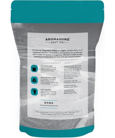 Aromasong Magnesium Flakes from The Dead Sea 3 LB Resealable Pack - Muscle Relaxing Magnesium Chloride Bath Salts for Headaches, Stress & Leg Discomfort - Buy Online on GoSupps.com