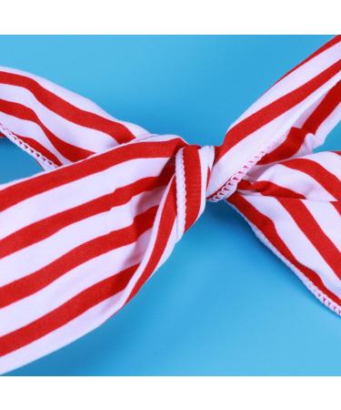 Rabbit Ears Iron Wire Headband for Women & Girls - Bowknot Hair Accessories in Red and White Stripes - Buy Online on GoSupps.com