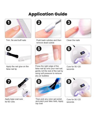 RARJSM Translucent Neon Jelly Gel Nail Polish Set - 6 Colors with Long Fake Nails in Gift Package - Buy Online on GoSupps.com