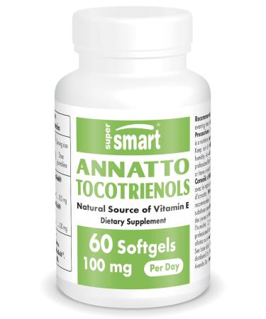 Supersmart - Annatto Tocotrienols (Vitamin E) 100mg per Day - with DeltaGold Tocotrienols Supplement - Skin & Heart Health - Lipid Metabolism | Non-GMO & Gluten Free - 60 Softgels