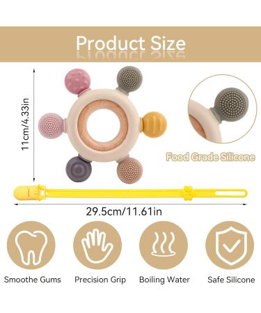 Best BPA-Free Silicone Bite Ring for Babies | Cooling Teething Aid for 3+ Months with Pacifier Chain - Buy Online on GoSupps.com