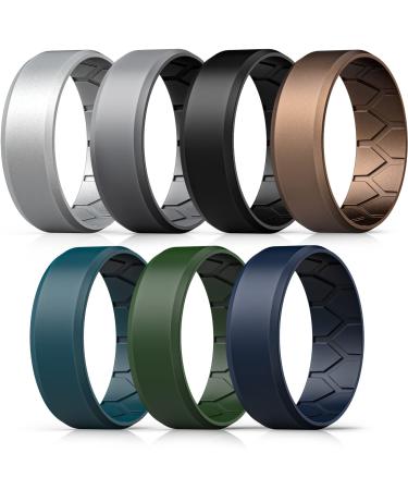 Forthee Silicone Wedding Ring for Men, Mens' Rubber Wedding Engagement Bands for Crossfit Workout, Breathable Airflow Inner Curve 10(19.8mm) - Buy Online on GoSupps.com