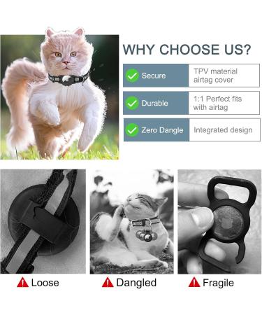 Reflective Airtag Cat Neck Band - Adjustable GPS Collar for Cats & Puppies | Jiarui Black 9-13 Inch (23-33cm) - Buy Online on GoSupps.com