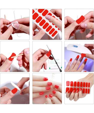 Gel Nail Stickers Cuttable Semi Cured Gel Nail Strips Self-Adhesive Full Nail Wraps Nail Polish Stickers Bright Red Semi Cured Gel Nails - Buy Online on GoSupps.com