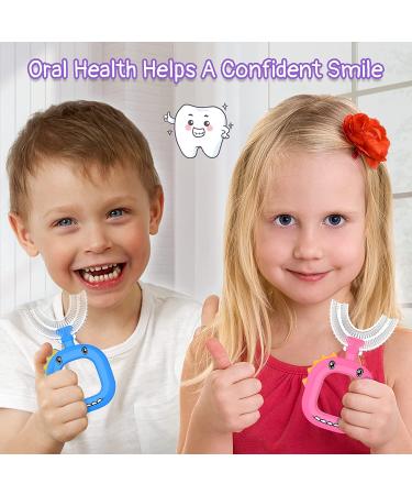 Kids U-Shaped Toothbrush Age 2-6 | Food Grade Silicone Brush | 360 Oral Cleaning | Blue/Pink | Dental Health - Buy Online on GoSupps.com