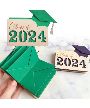 Gift Card Holder for Graduation Gift Card Book 2024 Wooden Graduation Card Box Multi Card Case Grad Card Organizer Case Customized Envelope Card Wallet for Graduates Gifts Souvenir Gift (Green) - Buy Online on GoSupps.com