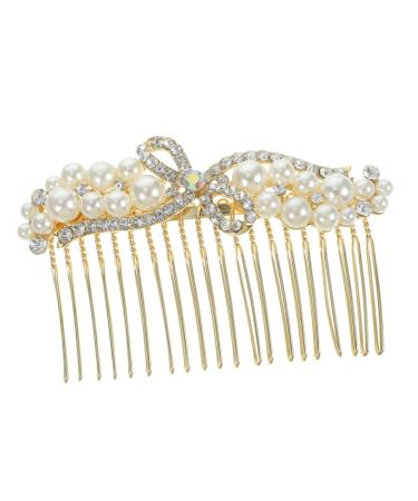 DOITOOL Alloy Rhinestone Hair Comb Bridal Hair Clip Rhinestone Headband Bridal Flower Comb Bridal Hair Accessories for Wedding Pearl Hair Comb Rhinestones Bun Bridesmaid Girl