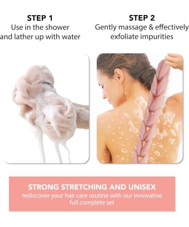 TADA Natural Beauty Back Loofah Scrubber with Handle - Exfoliating Pink Sponge for Shower & Body Care | International Shipping Available - Buy Online on GoSupps.com