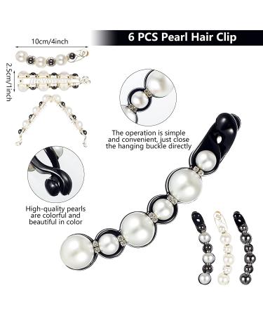 Faux Pearl Banana Hair Clips for Women - 12 Pieces Rhinestone Ponytail Holders & Grips for Thick Long Hair - Buy Online on GoSupps.com