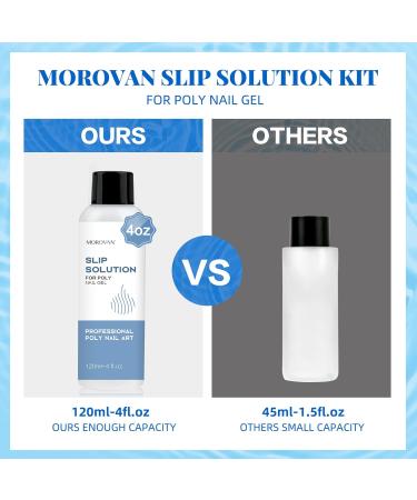 Morovan Poly Gel Slip Solution - 4OZ | Dual-Ended Nail Brush & Tools | Cuticle Revitalizer Oil | Anti-Stick Poly Extension Gel Slip Solution for DIY Nail Extensions at Home - 1 Fl Oz - Buy Online on GoSupps.com