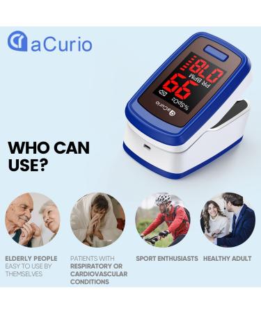 Curio Pulse Oximeter - CE Approved Oxygen Monitor for Adults and Children - Accurate Heart Rate and Blood Oxygen Saturation Monitor (Blue) - Buy Online on GoSupps.com