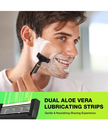 Mensure Razors for Men - Premium Shaving Kit with Magnetic Design 6-Layer Blades & Lubricating Strips - Includes 4 Refills (Black - Buy Online on GoSupps.com