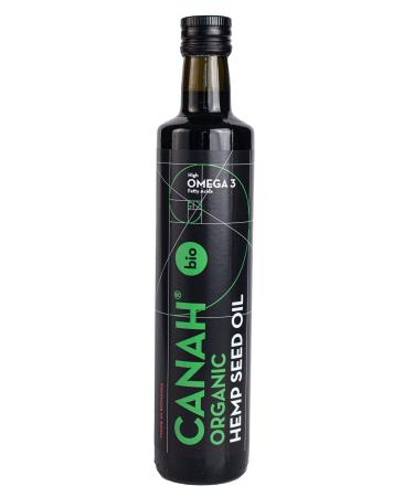 Natural hemp seed oil from Canah 500 mililiters organic-cold-pressed raw vegan rich in omega-3 omega-6 fatty acids contributes to normal blood cholesterol level kosher certified 500 ml (1 Pack) - Buy Online on GoSupps.com