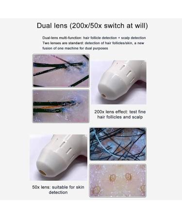 Skin Hair Scalp Detector Hair Follicle Facial Skin Oil Moisture Tester with 10 Inch 200x Lens 50x Lens Pixels 1000W ABS Resin Hair Follicle Testing and Skin Analysis Magnifier - Buy Online on GoSupps.com