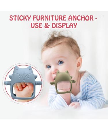 Silicone Baby Teething Toy for 0-6 Months | Wearable Anti-Drop Teether Mitten for Infants | Soothes Sore Gums | Blue - Buy Online on GoSupps.com