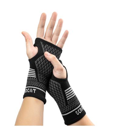 Sliver Wrist Compression Sleeves (1 Pair) for Carpal Tunnel and Pain Relief Treatment Wrist Support for Arthritis Tendonitis Sprains Workout.Breathable and Sweat-Absorbing for Women and Men L Silver L