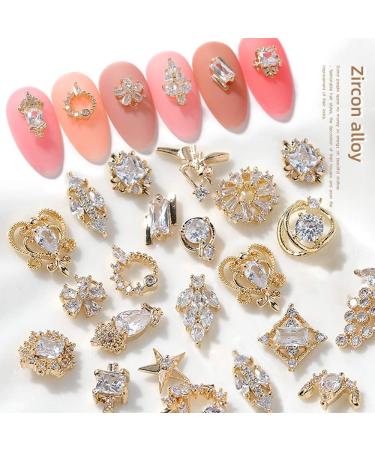 22 Pieces of 3D luxury clear shining zircon alloy nail art decoration charming fashion DIY unique nail art works - Buy Online on GoSupps.com