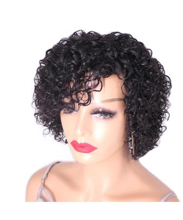 Velicoo 10 Short Kinky Curly Brazilian Human Hair Wig for Black Women - Natural Color - Buy Online on GoSupps.com
