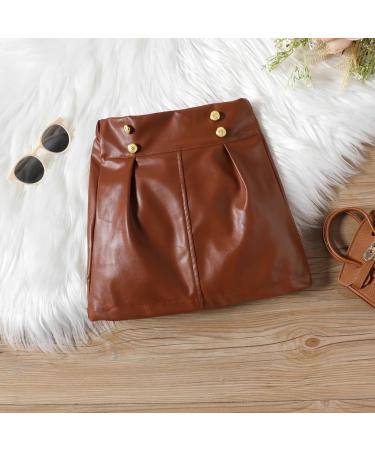 Miipat Baby Girl Fall Winter Outfit Set | Long Sleeve Pullover Top with Mini Skirt | Girls Dress 5-6 Years | WhiteBrown - Buy Online on GoSupps.com