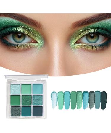 GEUGECY Glitter Green Eyeshadow Palette With 9 Matte And Pearlescent Shades Green Christmas Makeup - Eyeshadow Highly Pigmented Shimmer Matte Eyeshadow Makeup Palette For Eye Makeup - Buy Online on GoSupps.com