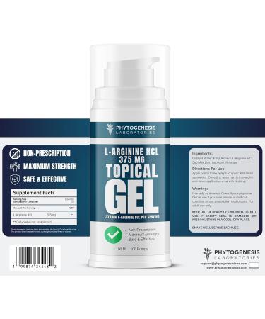 L-Arginine HCL 375mg Gel - Topical Nitric Oxide Support for Circulation & Performance - Advanced High Absorption Transdermal Formula - 375mg L-Arginine HCL per Serving - Buy Online on GoSupps.com