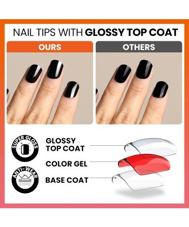 Teenitor Short Press On Nails - 12 Packs Glossy Square Fake Nails for Women with Adhesive Tabs and Nail Files - Buy Online on GoSupps.com