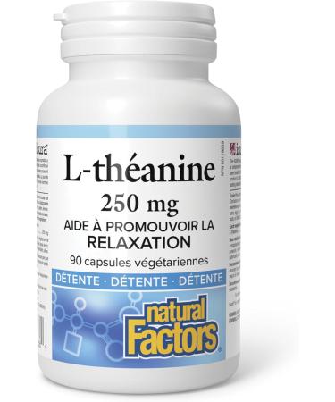 Natural Factors L-Theanine 250 mg 90 vegetarian capsules Helps Promote Relaxation One-per-Day Non-Drowsy - Buy Online on GoSupps.com