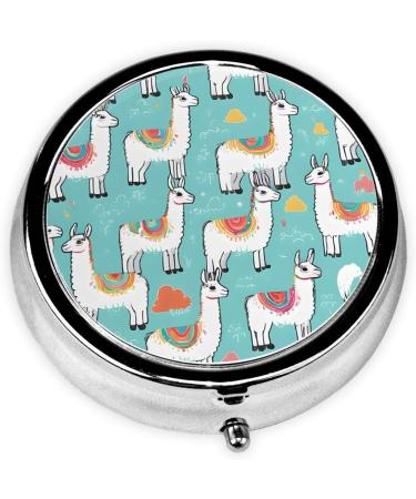 Cute Llama Mini Round Pill Box | 3 Compartment Portable Pill Organizer for Travel Home & Office - Buy Online on GoSupps.com