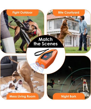 Dog Bark Deterrent Devices Ultrasonic Dog Barking Control Device Anti Bark Device for Dogs with LED Flashlight 33 FT Range Rechargeable Dog Bark Deterrent Orange - Buy Online on GoSupps.com
