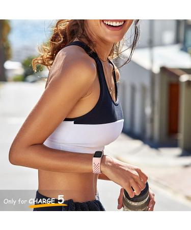 Maledan Fitbit Charge 5 Bands - 3 Pack Breathable Sport Bands for Men and Women, Waterproof Replacement Wristbands in Black, Pink Sand, and Lunar White - Buy Online on GoSupps.com